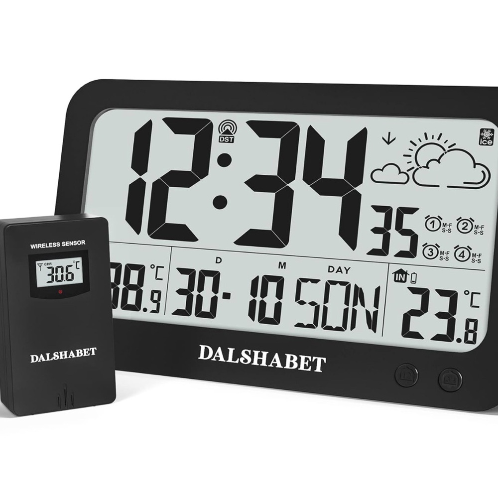 Atomic Clock with Temperature, Digital Alarm Clock, Large Display, & More
